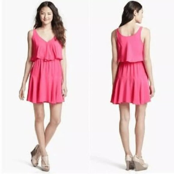 AMANDA UPRICHARD Hot Pink Silk Ruffle Mini - Picture 1 of 9